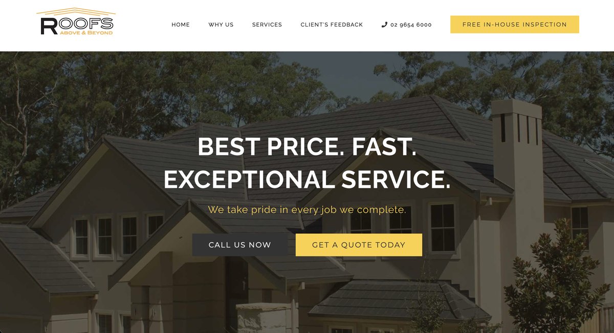 Roofs Above roofing company website